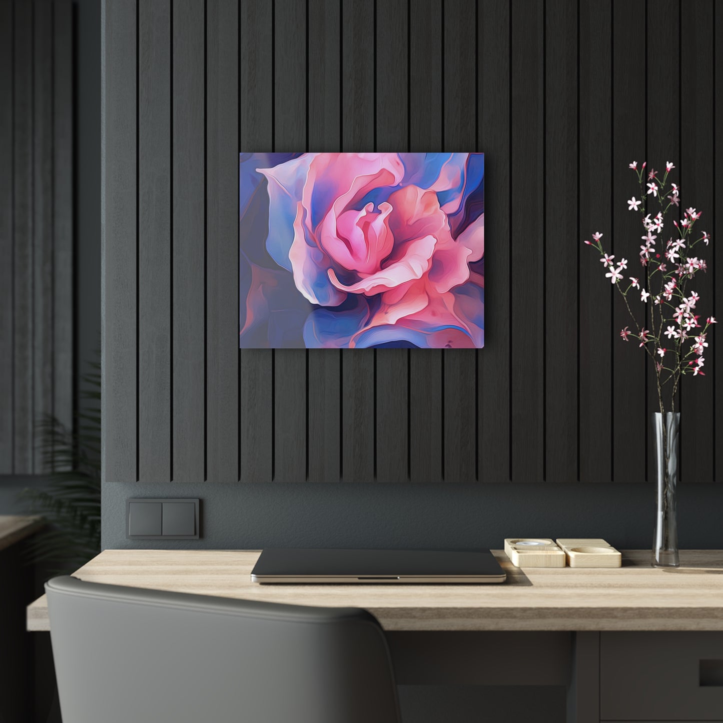 Acrylic Prints Pink & Blue Tulip Rose 1