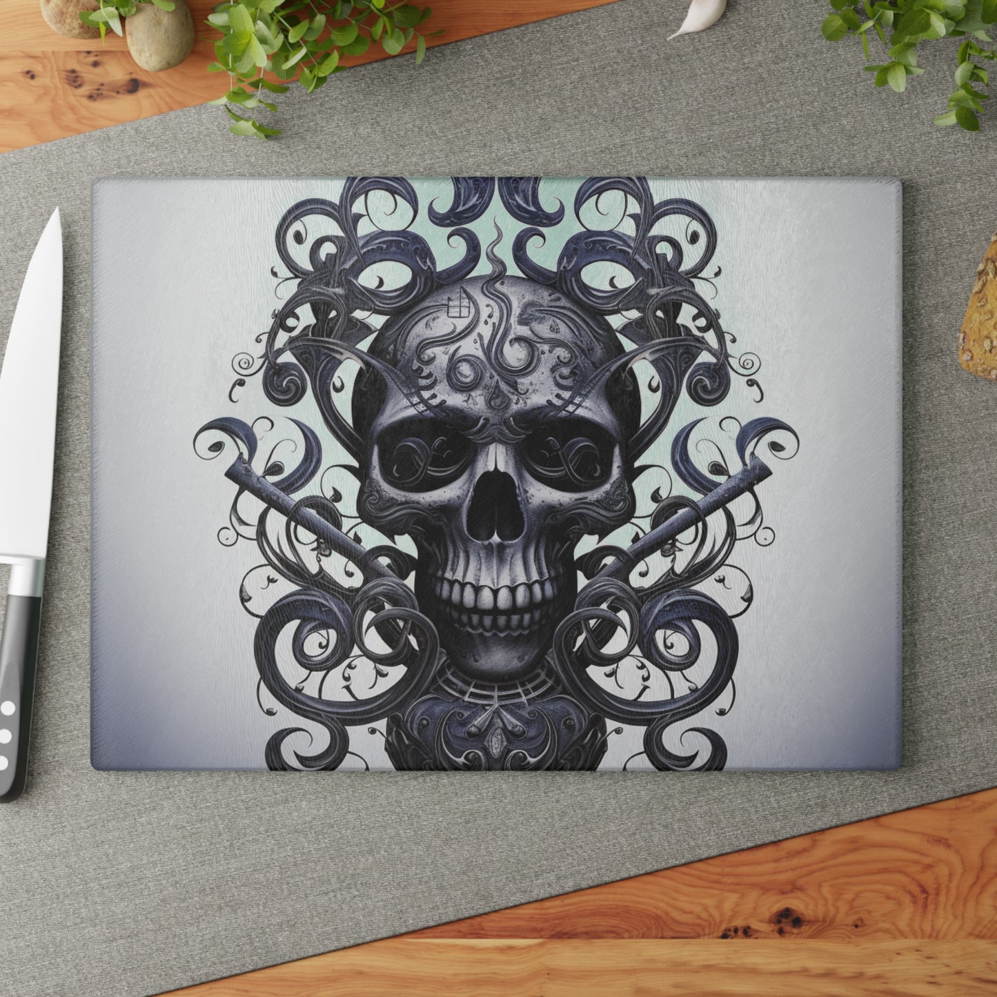 Glass Cutting Board Skull Treble Clef 1