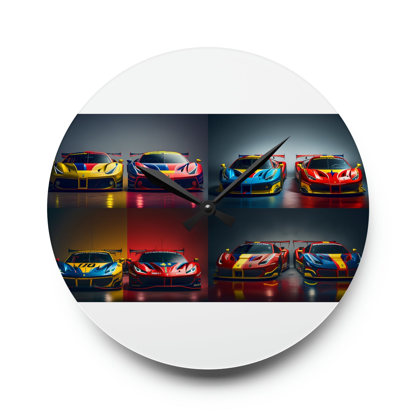 Acrylic Wall Clock Ferrari Red Blue 5