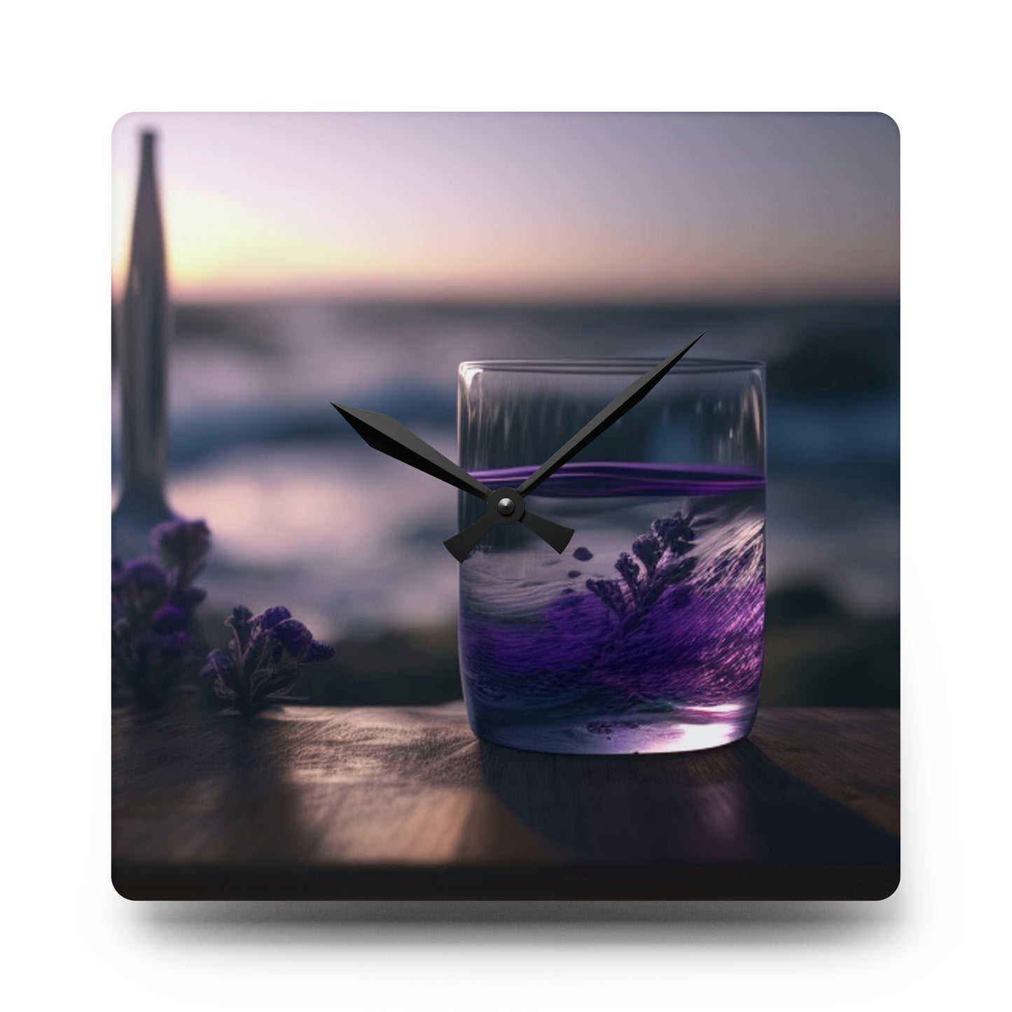 Acrylic Wall Clock Lavender in a vase 4