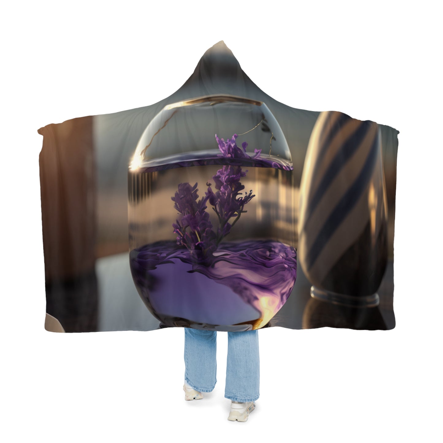 Snuggle Hooded Blanket Lavender in a vase 1