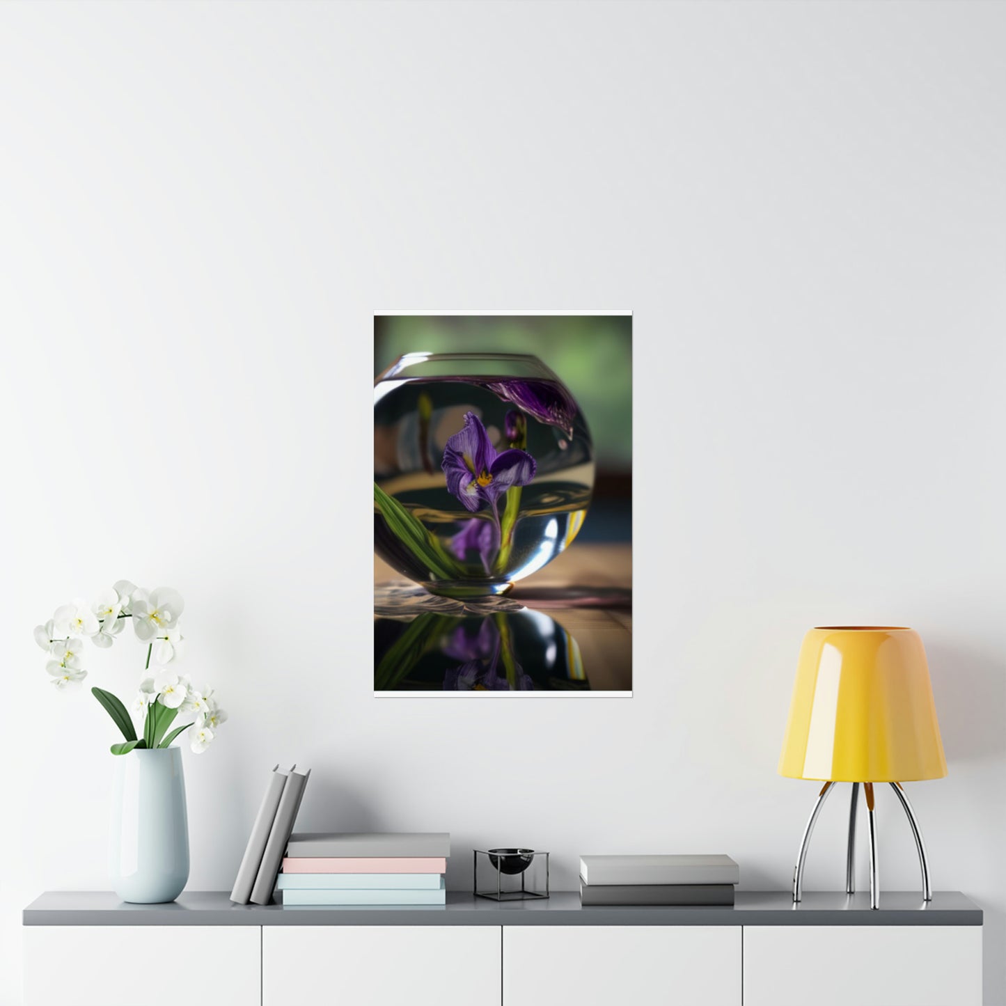 Premium Matte Vertical Posters Purple Iris in a vase 1