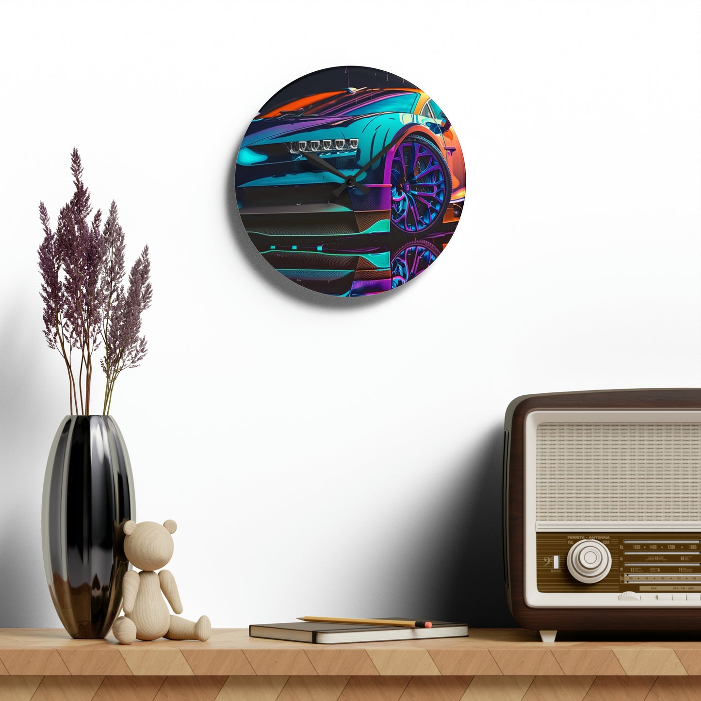 Acrylic Wall Clock Bugatti Neon Chiron 1