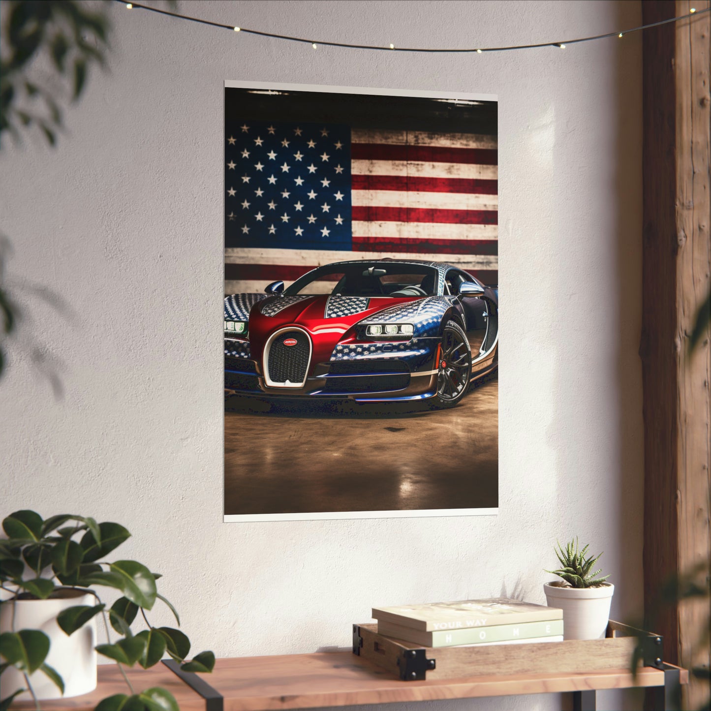 Premium Matte Vertical Posters Bugatti American Flag 1