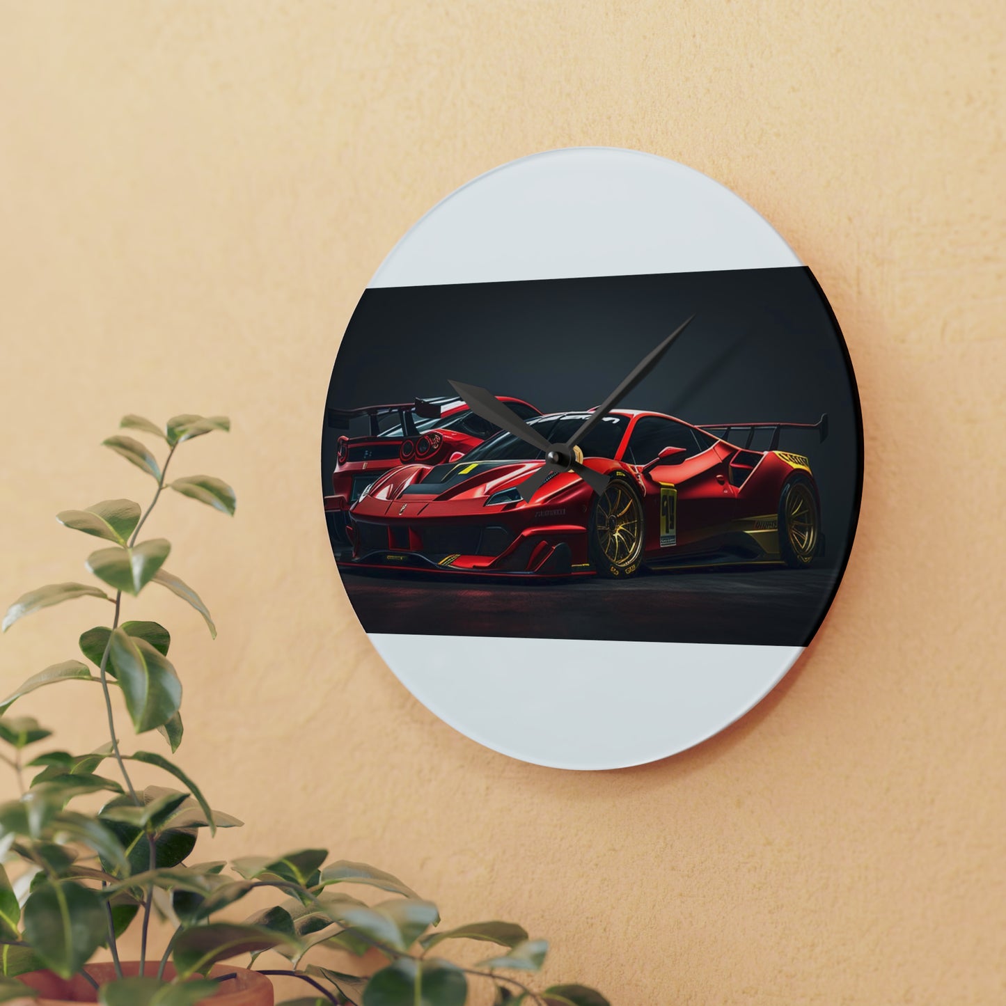 Acrylic Wall Clock Ferrari Red 3