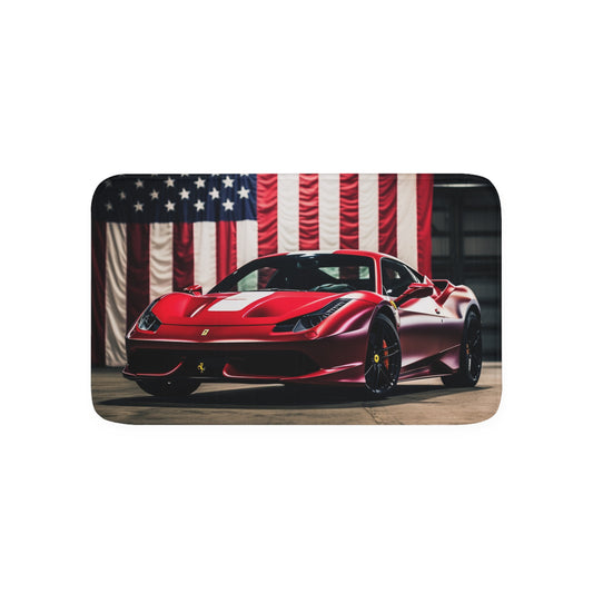 Memory Foam Bath Mat American Flag Background Ferrari 3