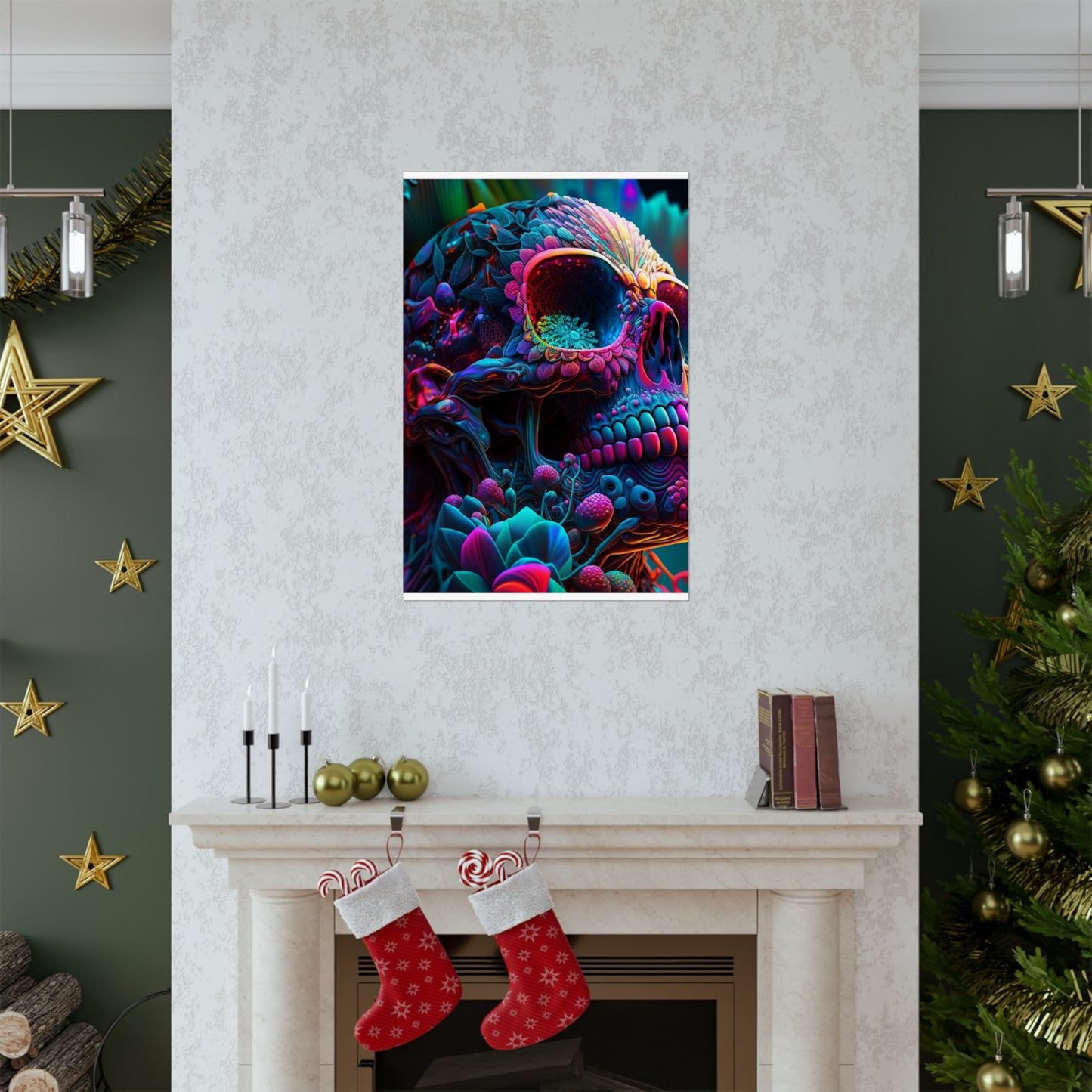 Premium Matte Vertical Posters Florescent Skull Death 3