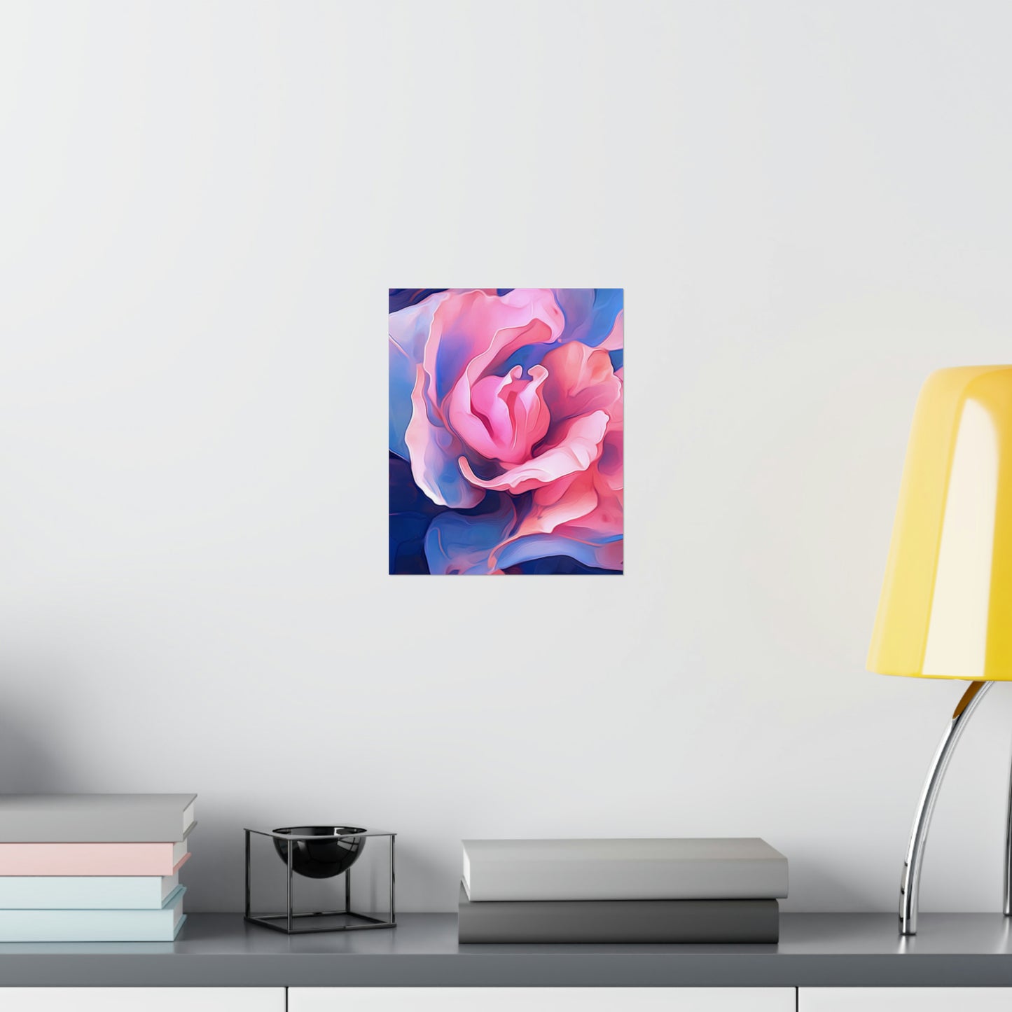 Premium Matte Vertical Posters Pink & Blue Tulip Rose 1