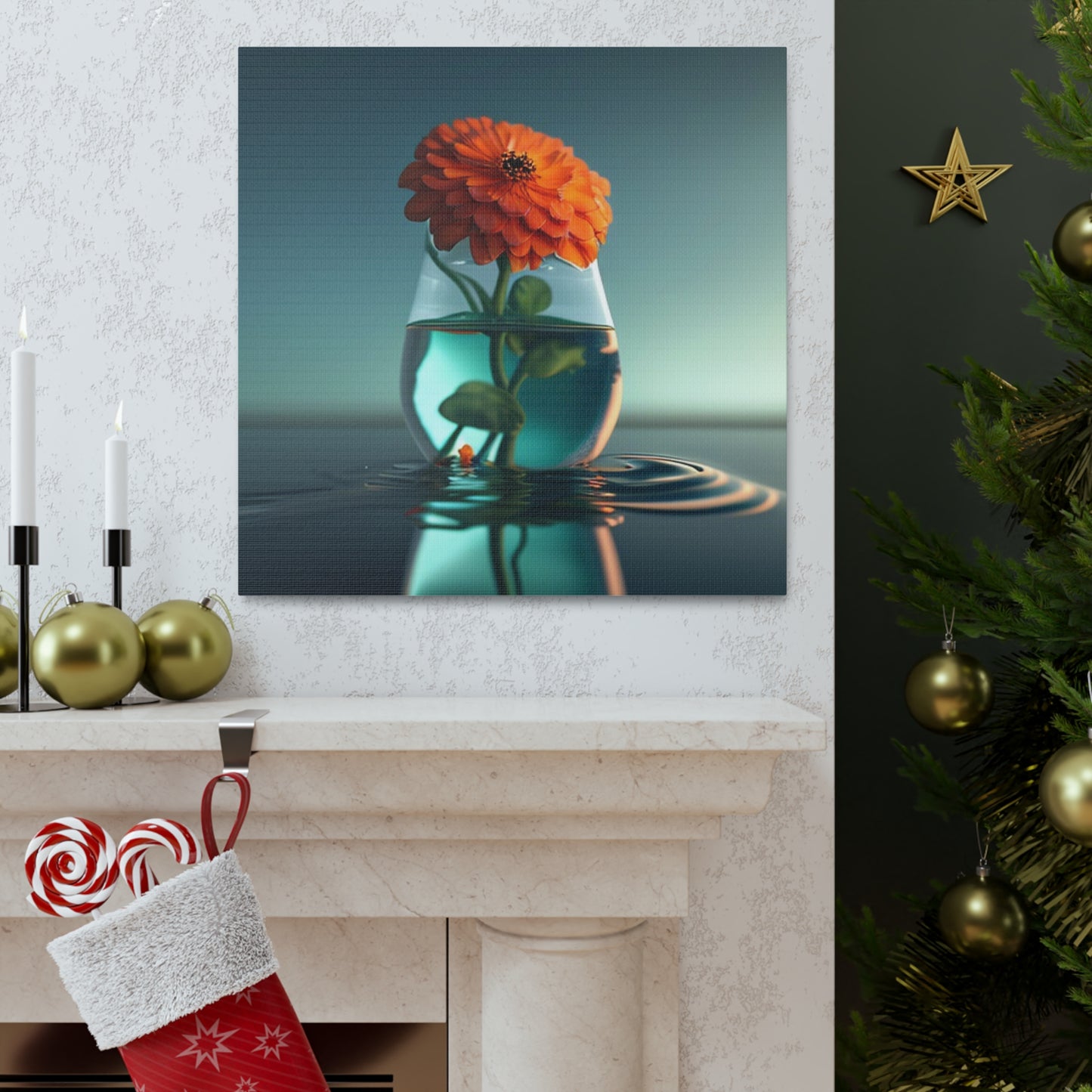 Canvas Gallery Wraps Orange Zinnia 1