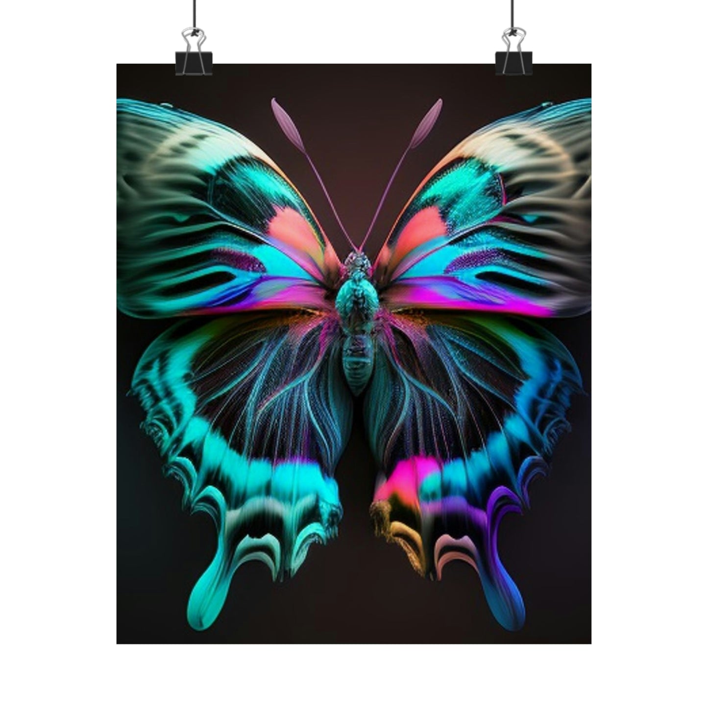 Premium Matte Vertical Posters Neon Butterfly Fusion 3