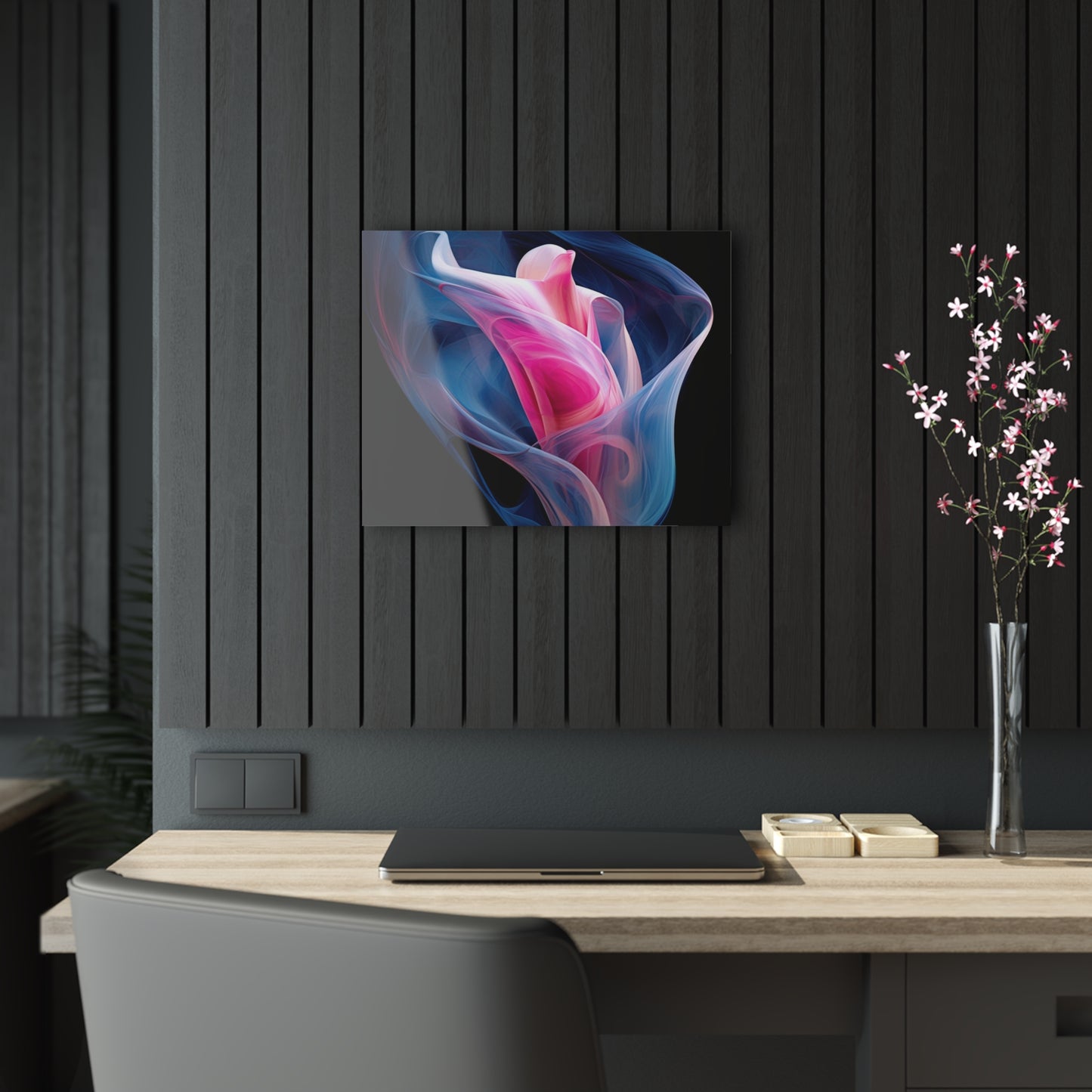 Acrylic Prints Pink & Blue Tulip Rose 3