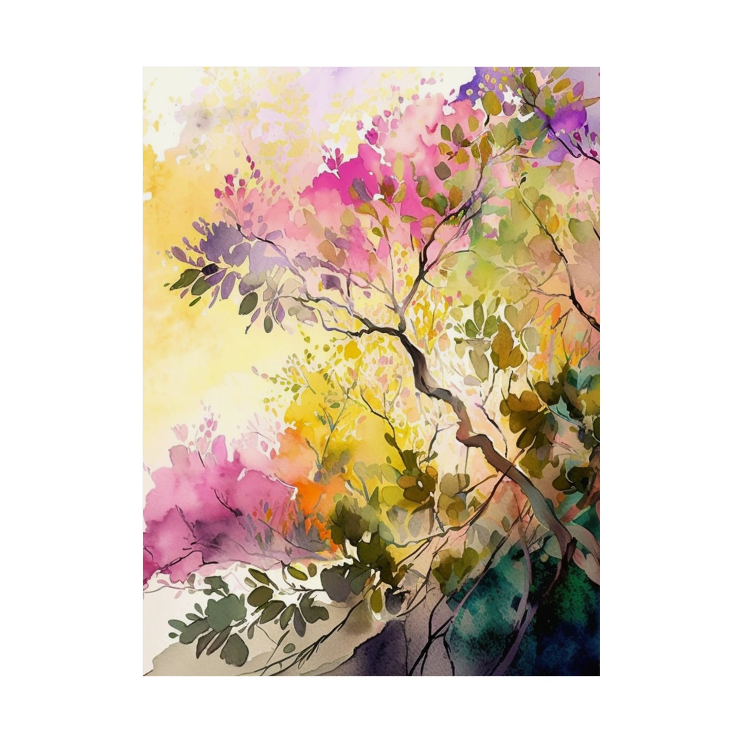 Premium Matte Vertical Posters Mother Nature Bright Spring Colors Realistic Watercolor 2