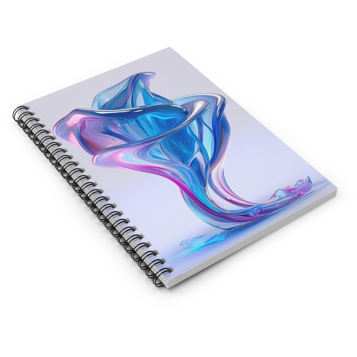 Spiral Notebook - Ruled Line Pink & Blue Tulip Rose 2