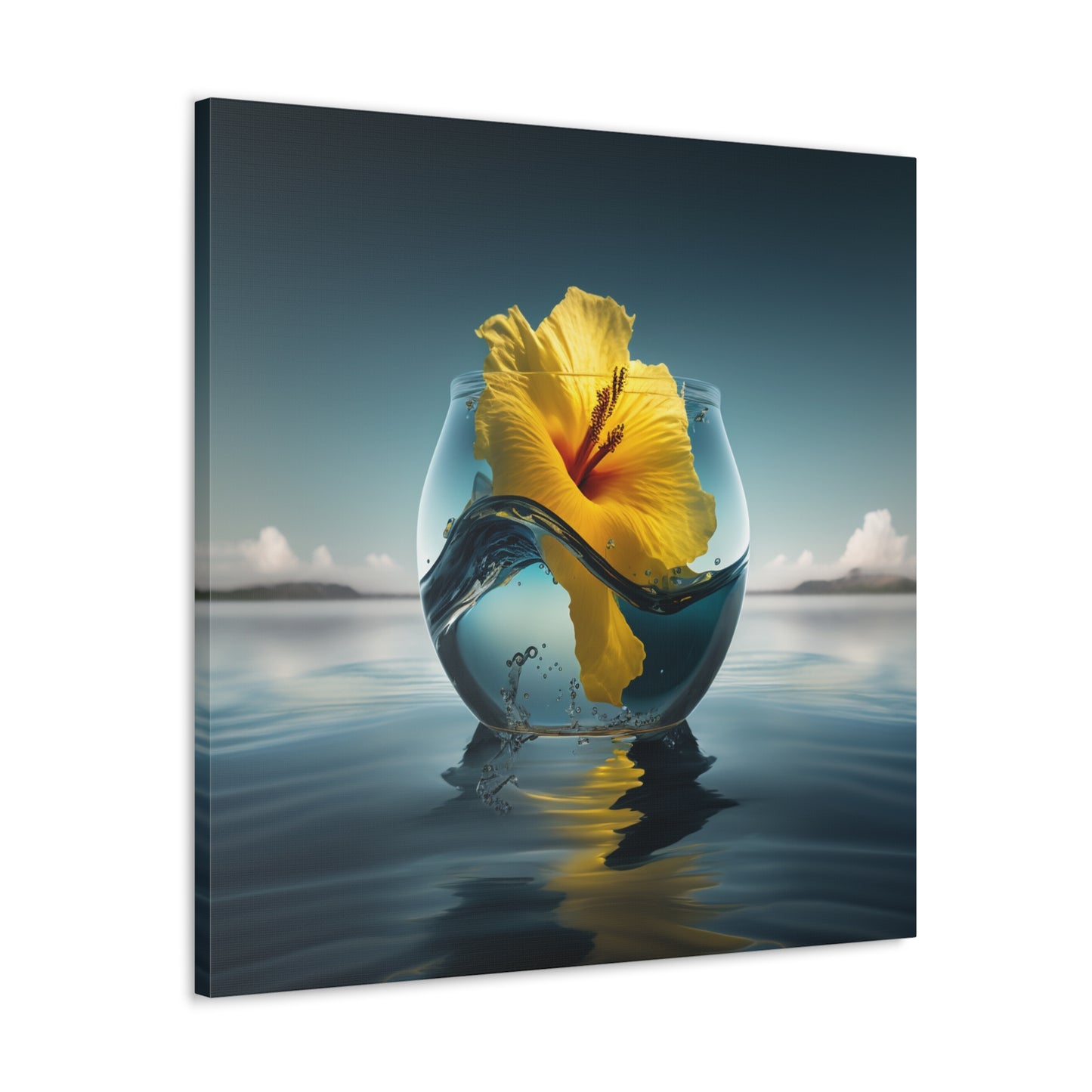 Canvas Gallery Wraps Yellow Hibiscus glass 4
