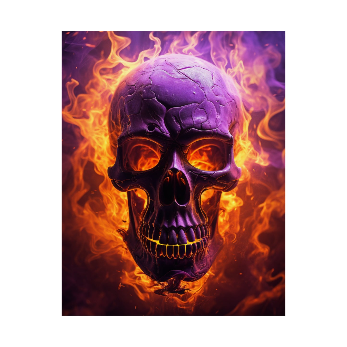 Premium Matte Vertical Posters Skull Flames 3