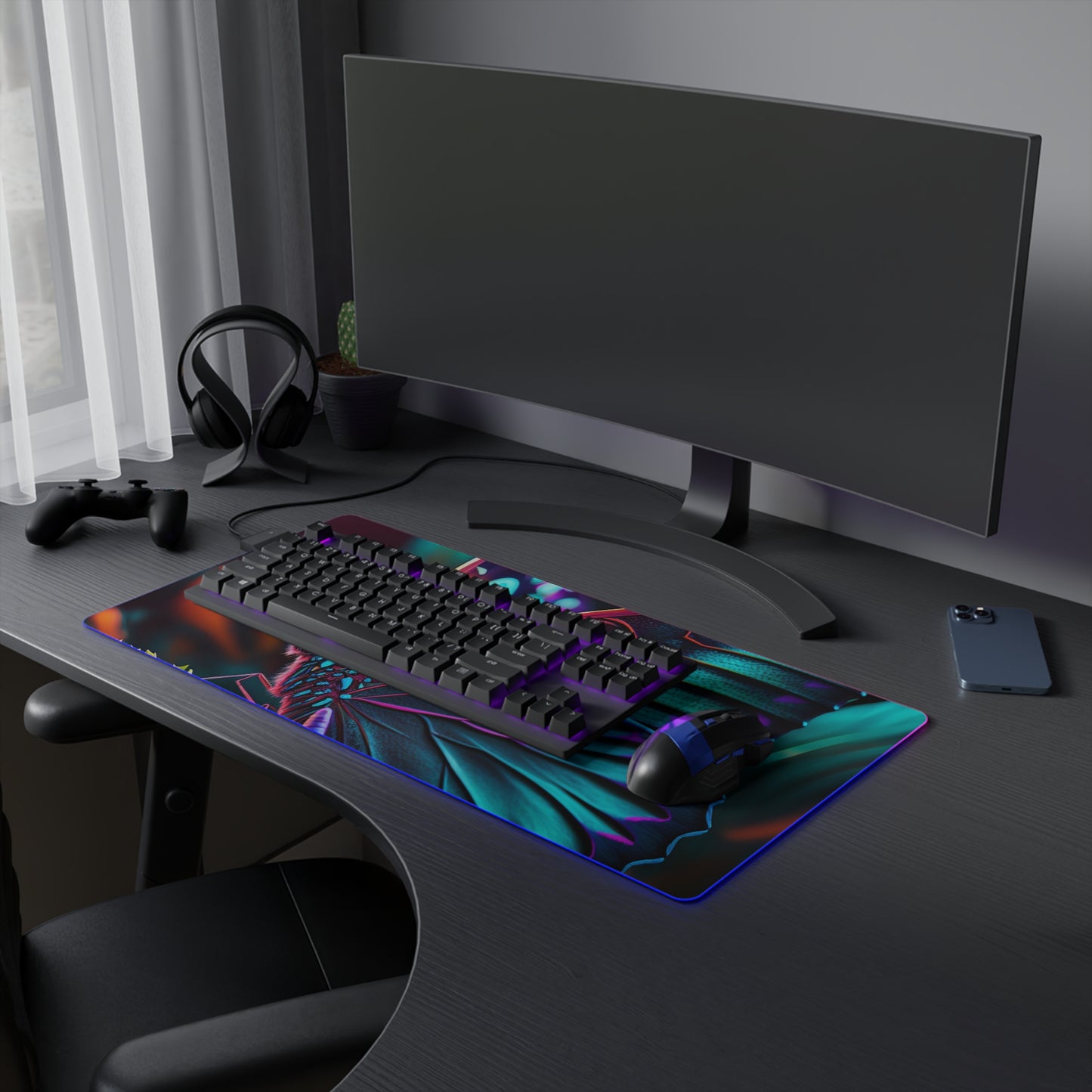 LED Gaming Mouse Pad Neon Butterfly Macro 1