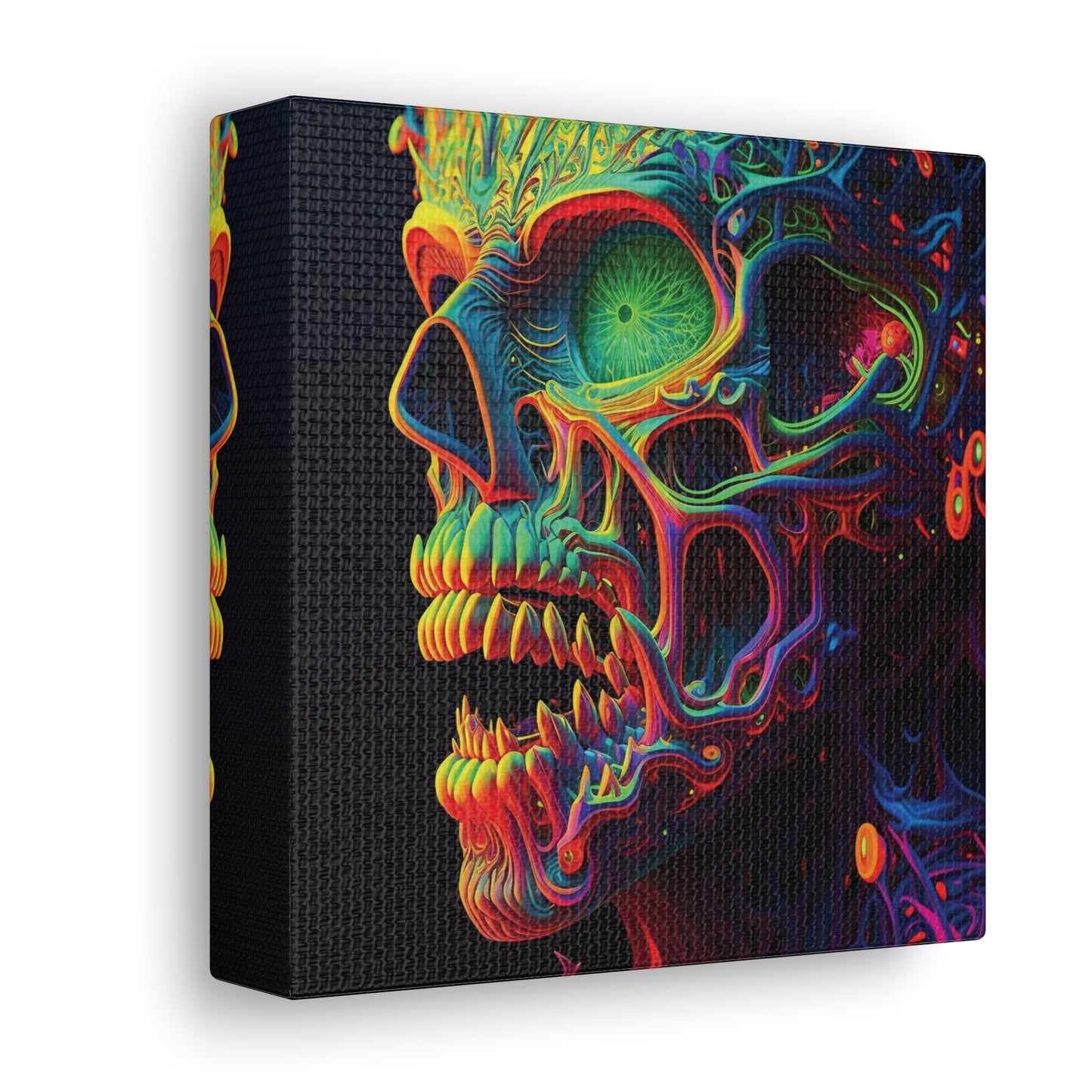 Canvas Gallery Wraps Florescent Skull Death 1