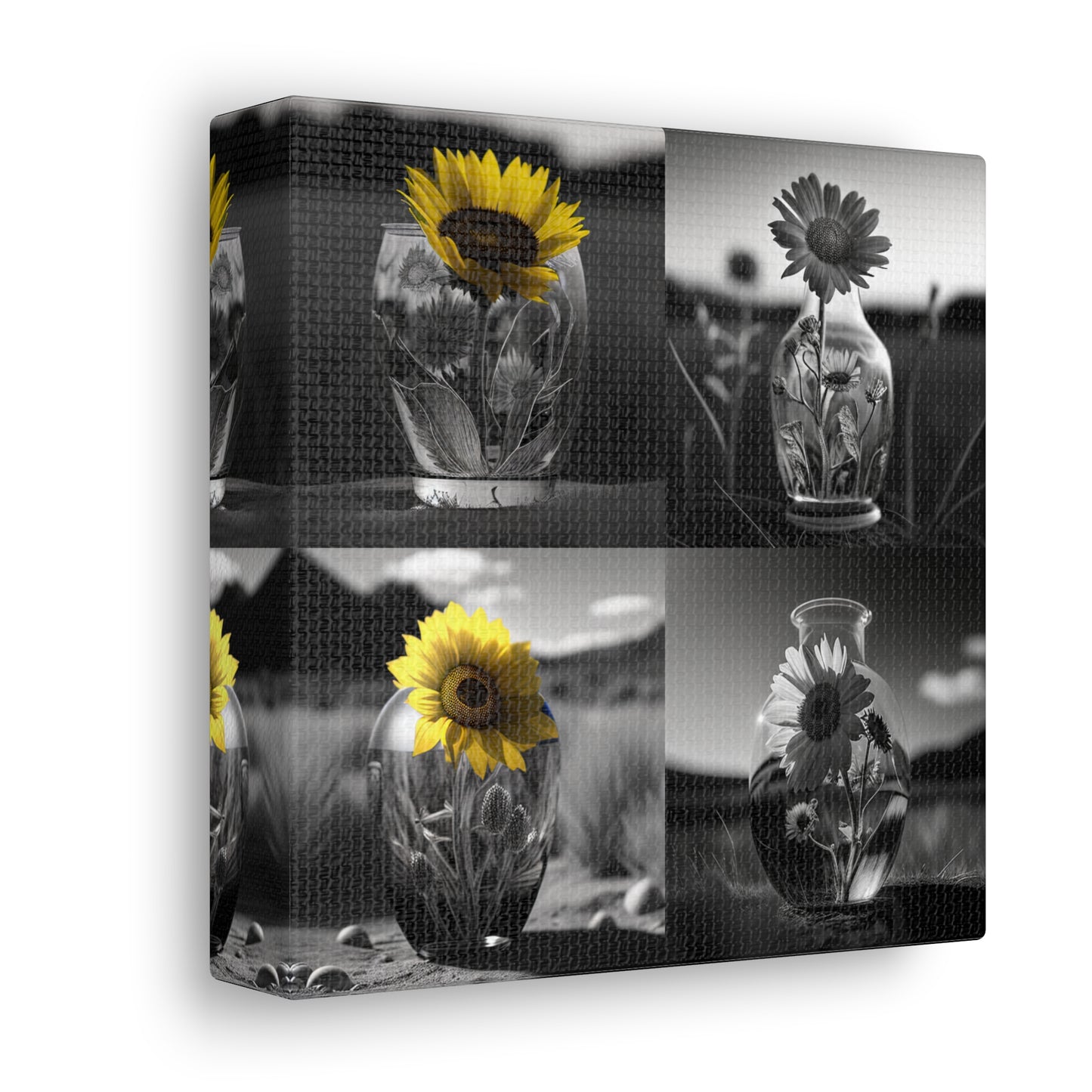 Canvas Gallery Wraps Yellw Sunflower in a vase 5