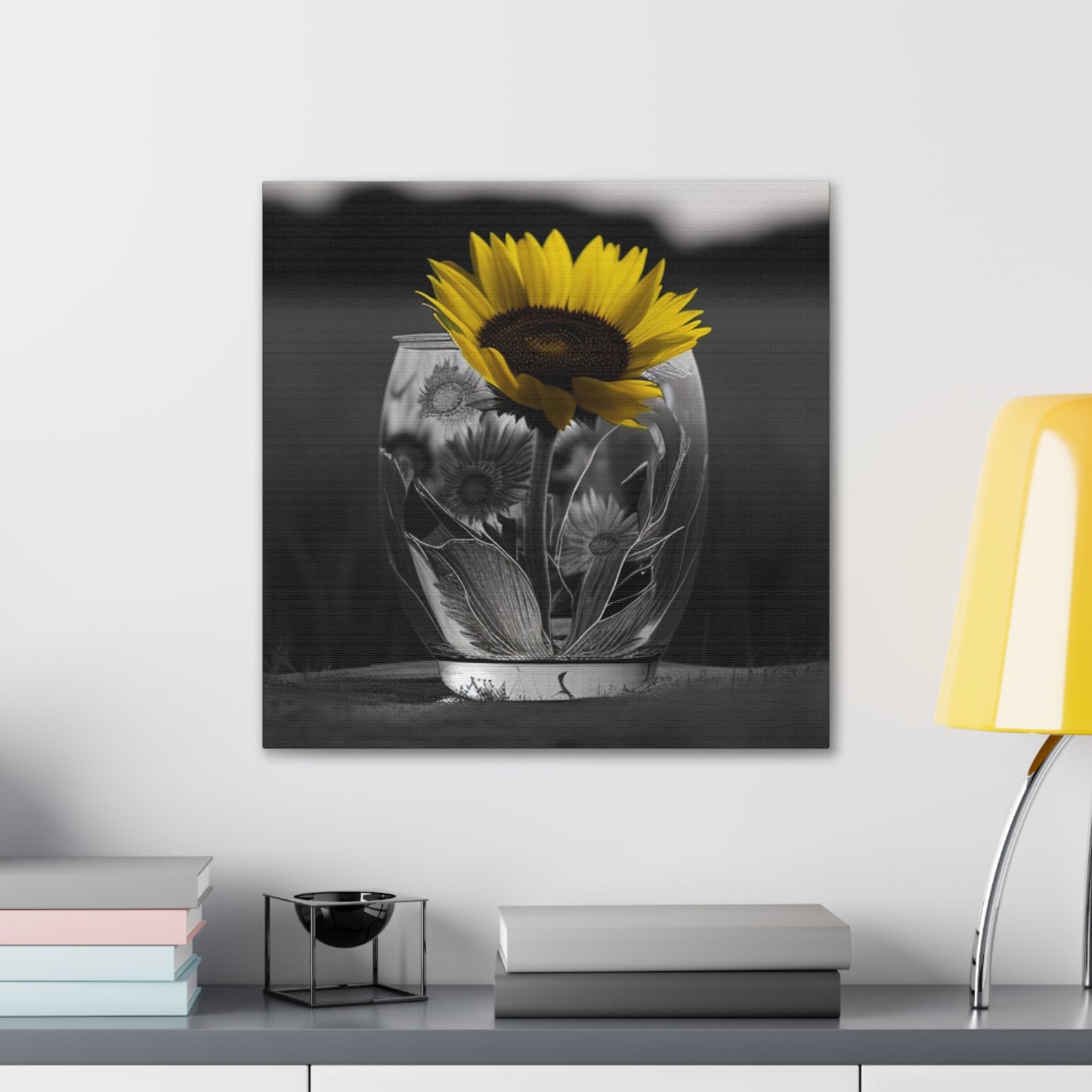 Canvas Gallery Wraps Yellw Sunflower in a vase 1