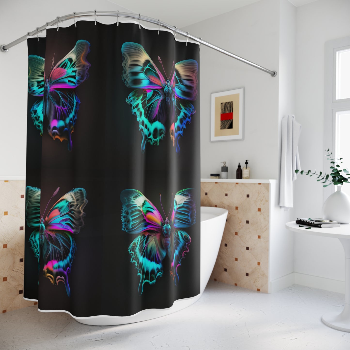 Polyester Shower Curtain Neon Butterfly Fusion 5