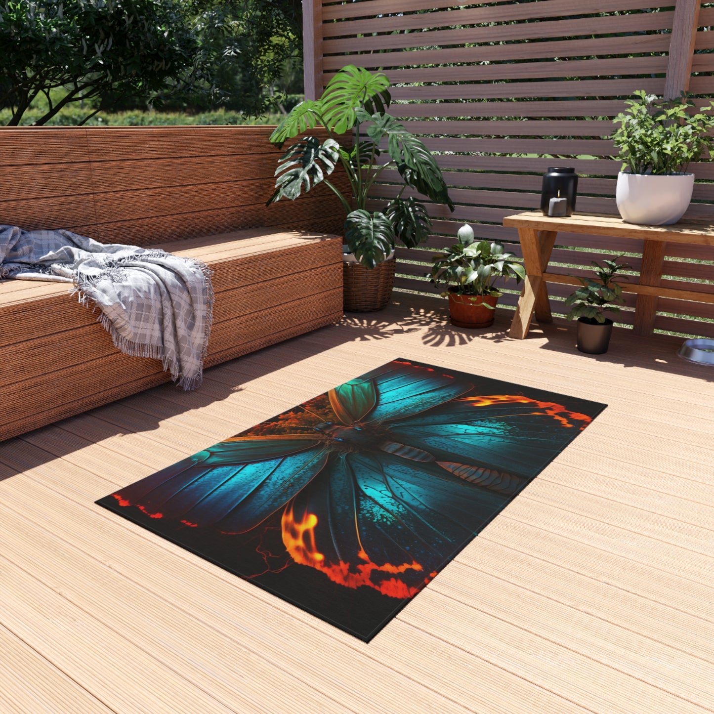 Outdoor Rug  Neon Butterfly Flair 3