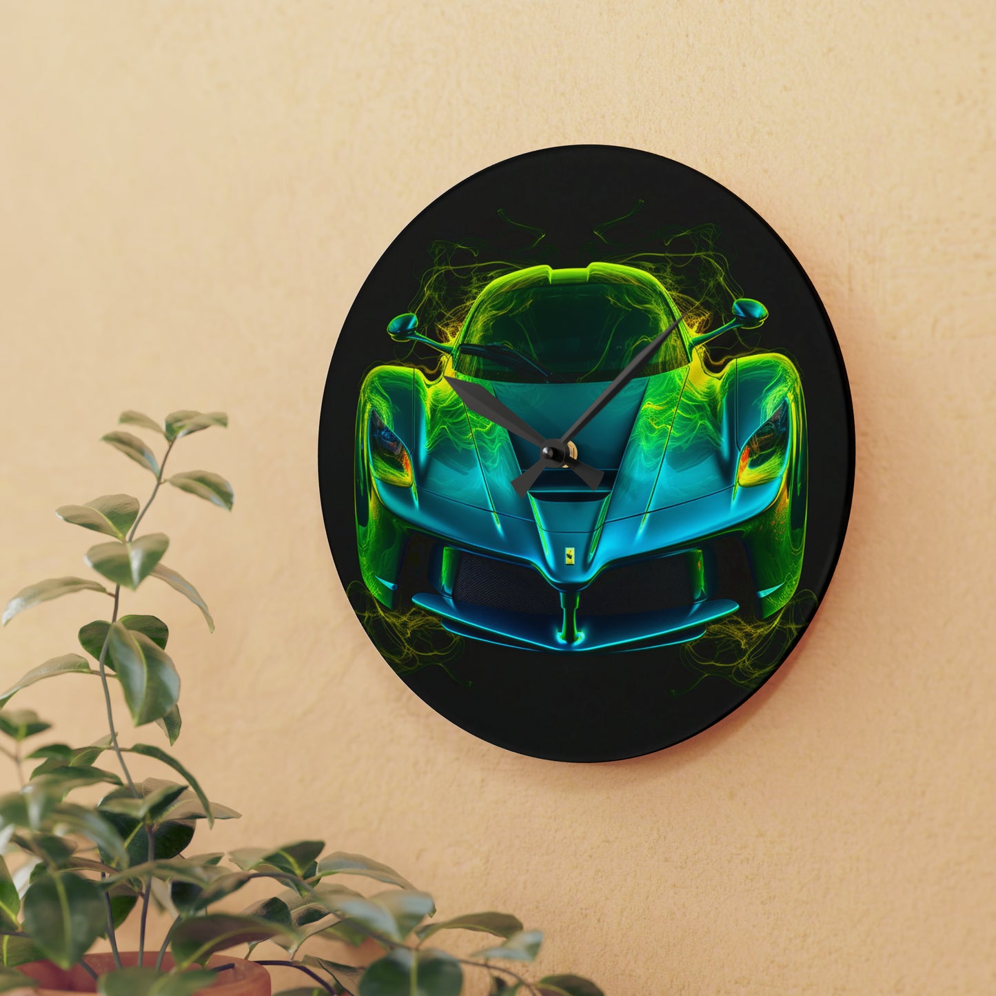 Acrylic Wall Clock Ferrari Neon 2