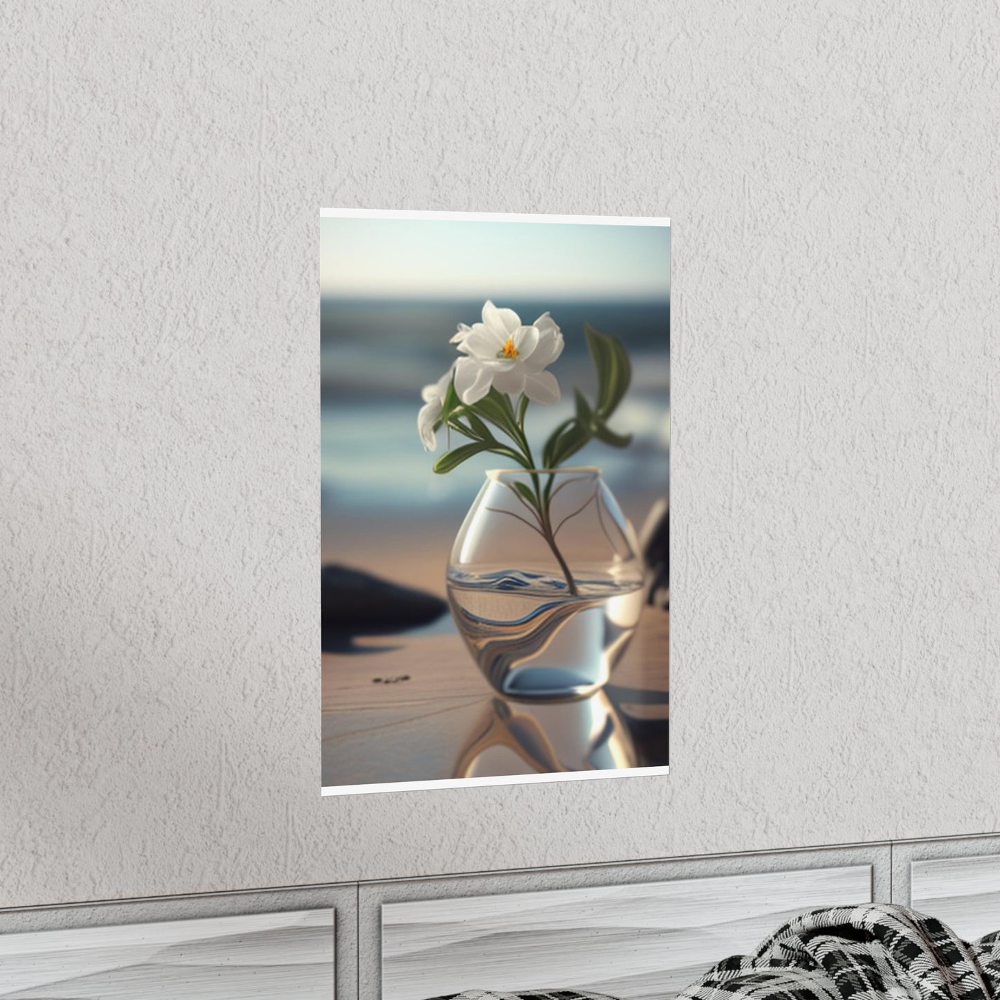 Premium Matte Vertical Posters Jasmine glass vase 3