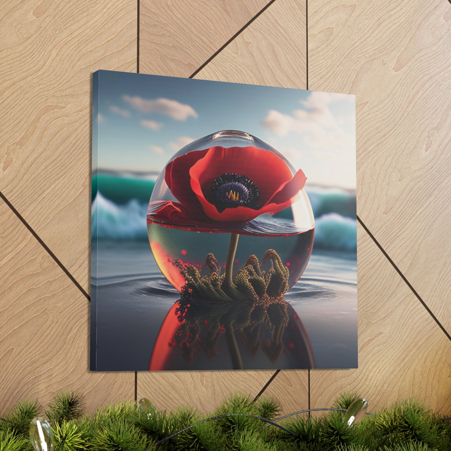 Canvas Gallery Wraps Red Anemone in a Vase 4