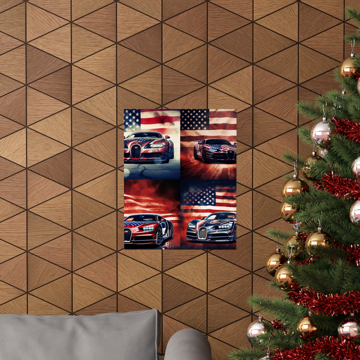 Premium Matte Vertical Posters Abstract American Flag Background Bugatti 5