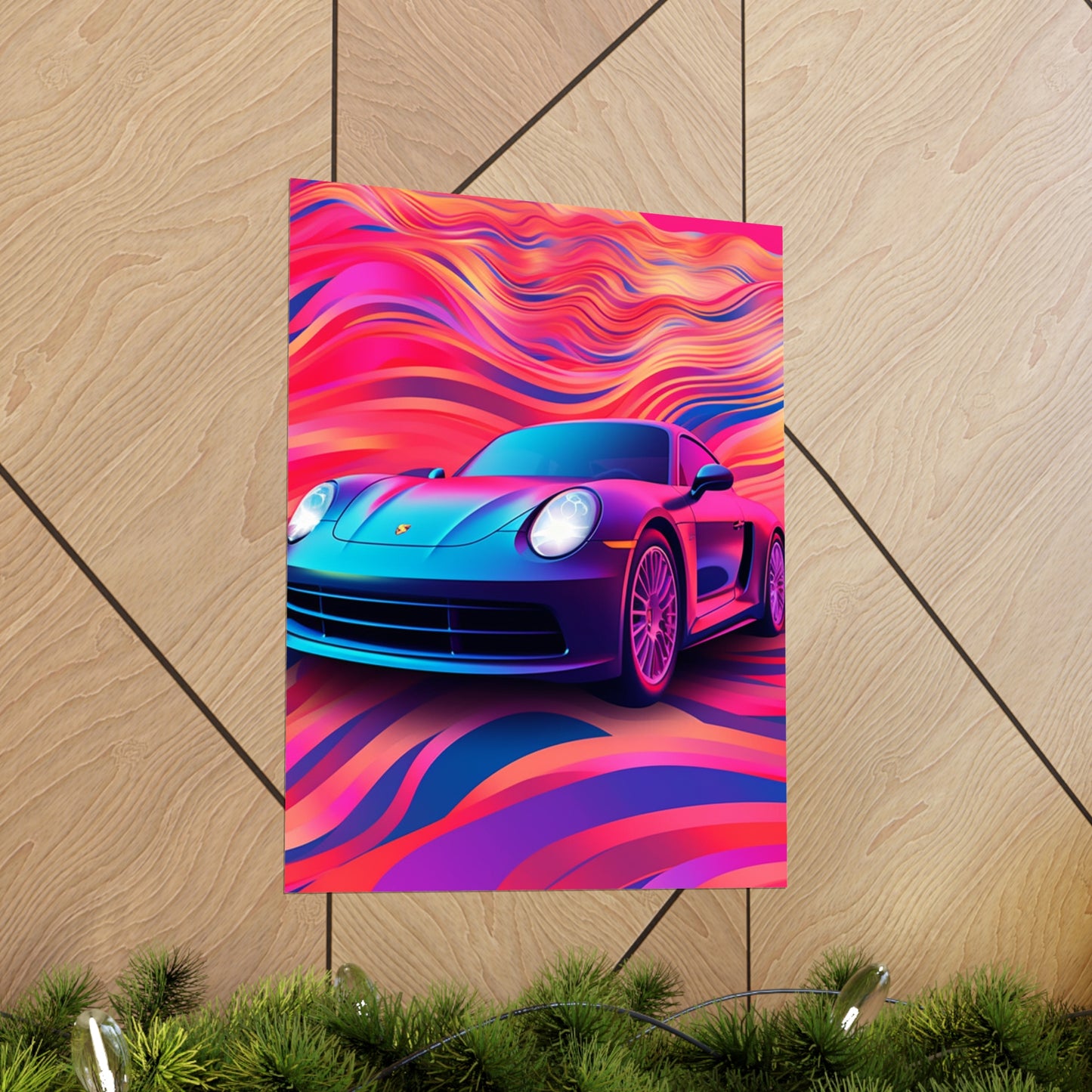 Premium Matte Vertical Posters Porsche Water Fusion 3