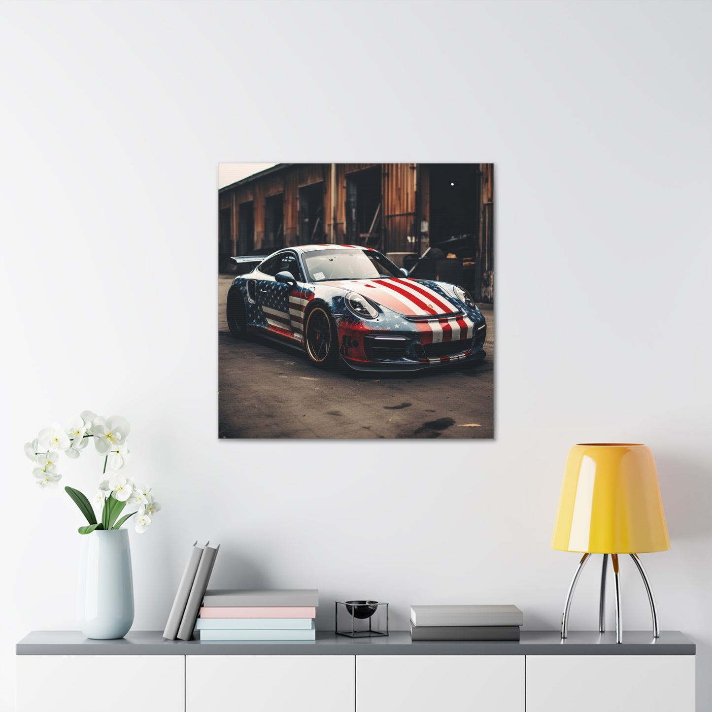 Canvas Gallery Wraps American Flag Porsche 3