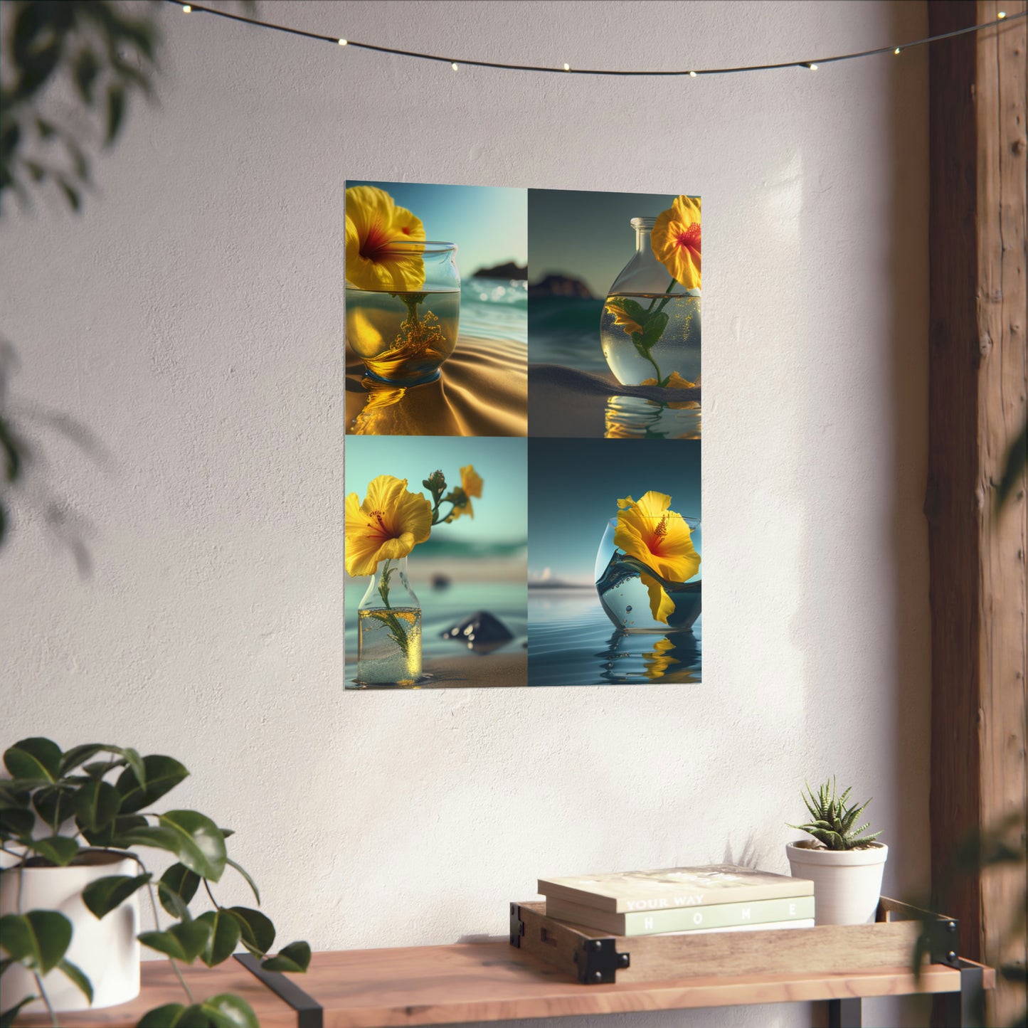 Premium Matte Vertical Posters Yellow Hibiscus glass 5