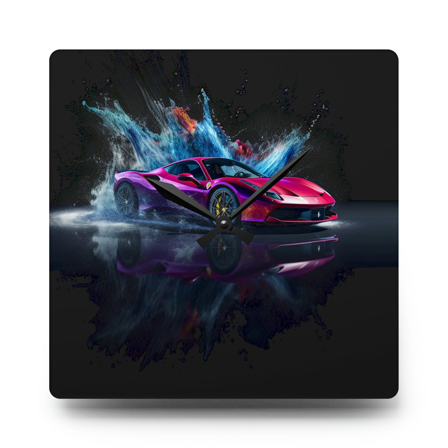 Acrylic Wall Clock Ferrari Water Splash 4