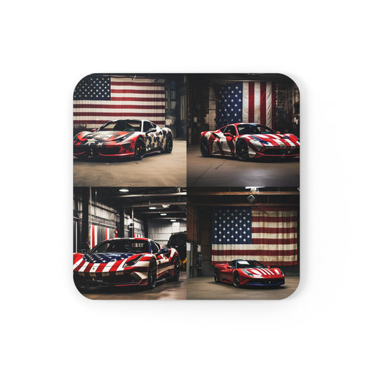 Corkwood Coaster Set American Flag Farrari 5