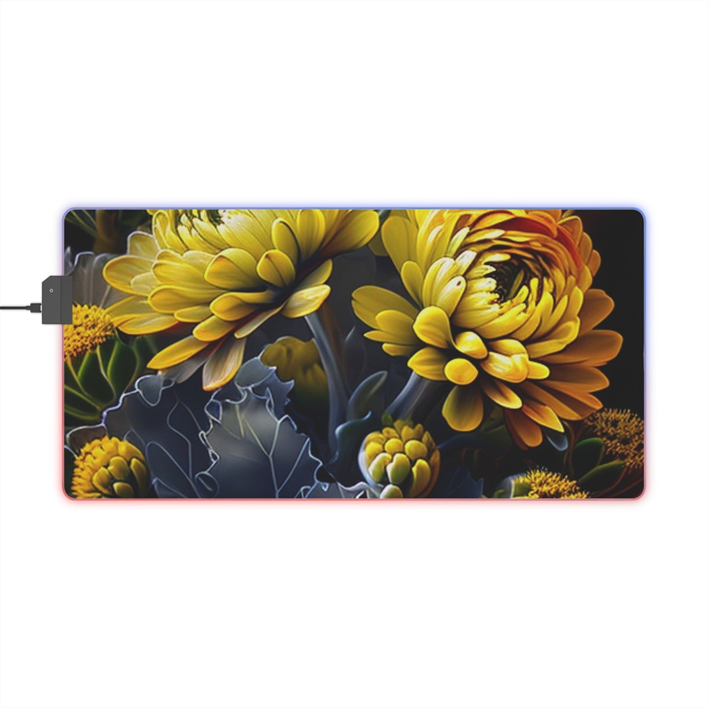 LED Gaming Mouse Pad Yellow Hermosas Flores Amarillas 1