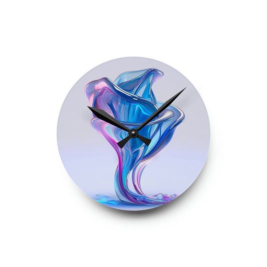 Acrylic Wall Clock Pink & Blue Tulip Rose 2