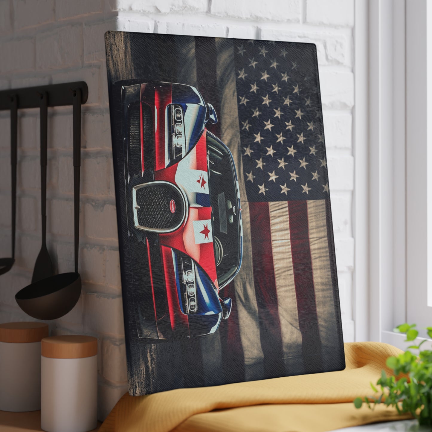 Glass Cutting Board Bugatti American Flag 3