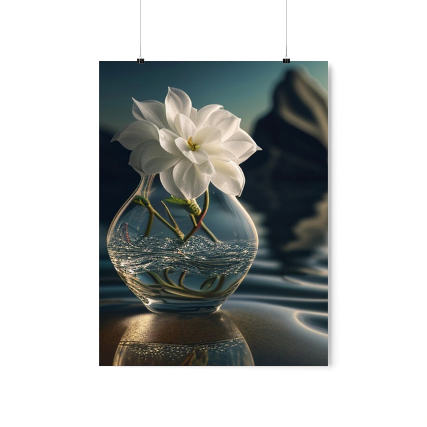 Premium Matte Vertical Posters Jasmine glass vase 4