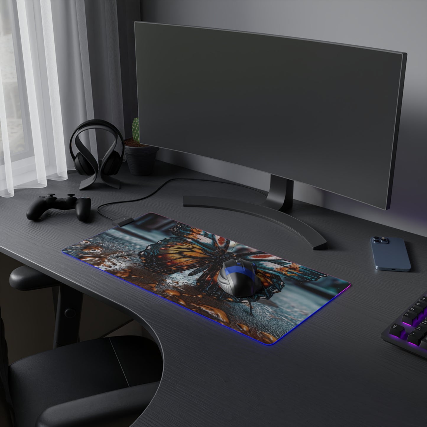 LED Gaming Mouse Pad Water Butterfly Street 3