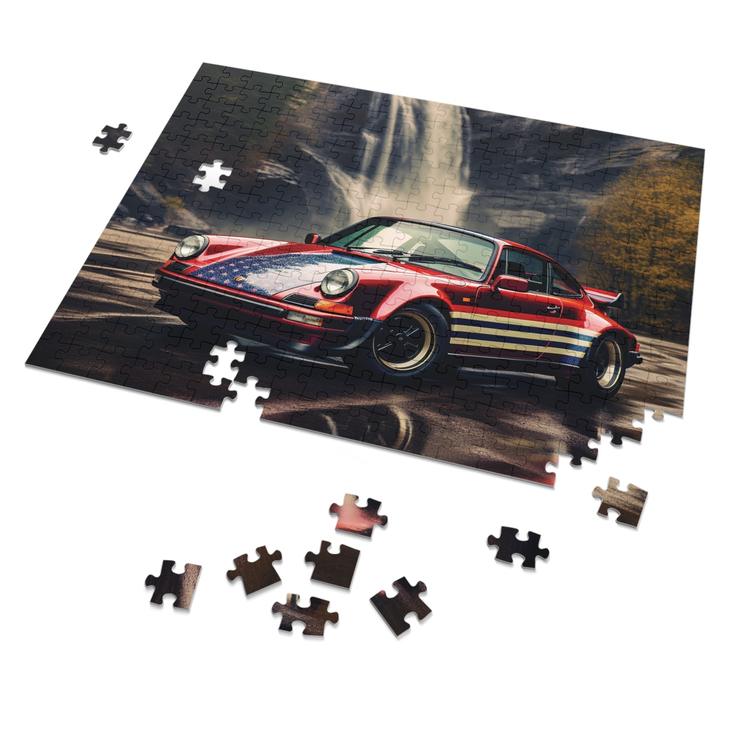 Jigsaw Puzzle (30, 110, 252, 500,1000-Piece) American Flag Porsche Abstract 1