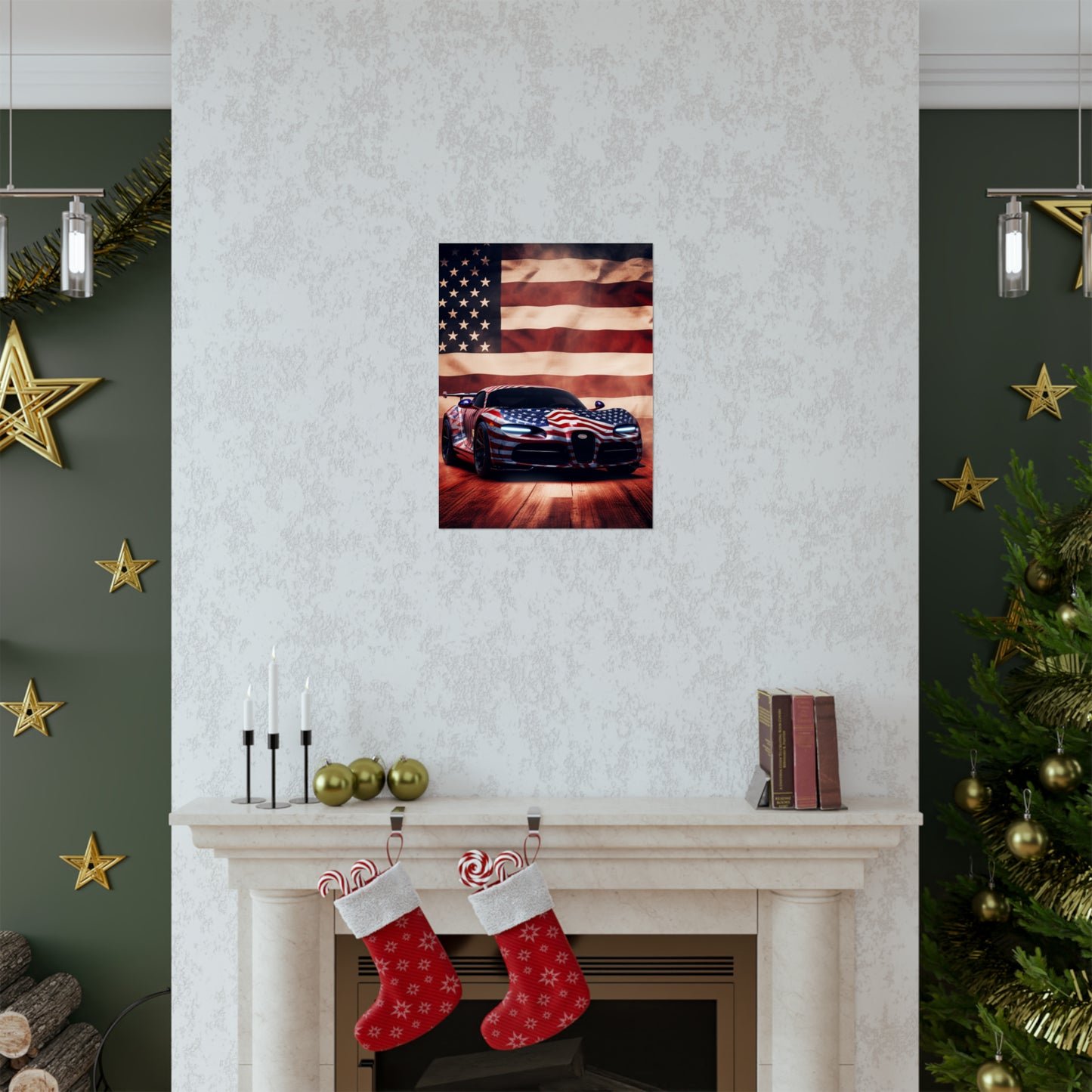 Premium Matte Vertical Posters Abstract American Flag Background Bugatti 2