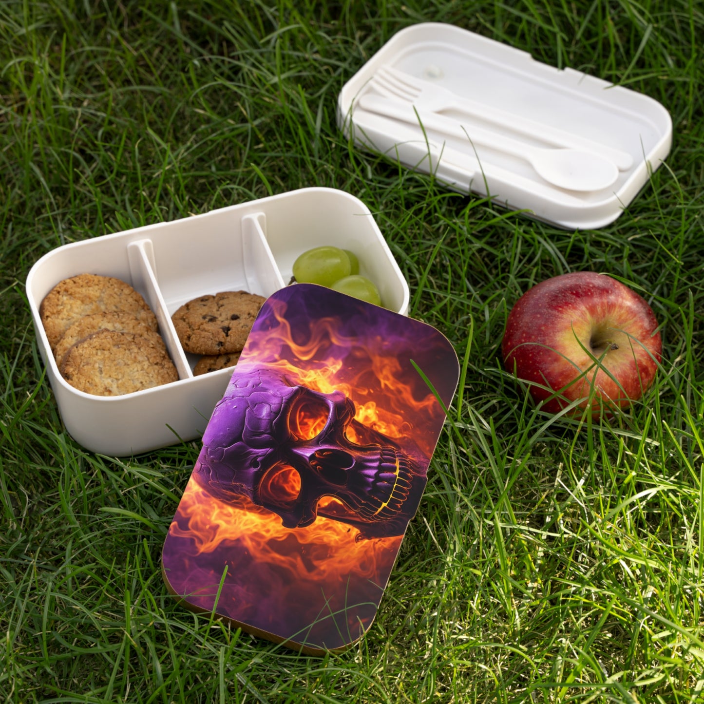 Bento Lunch Box Skull Flames 3