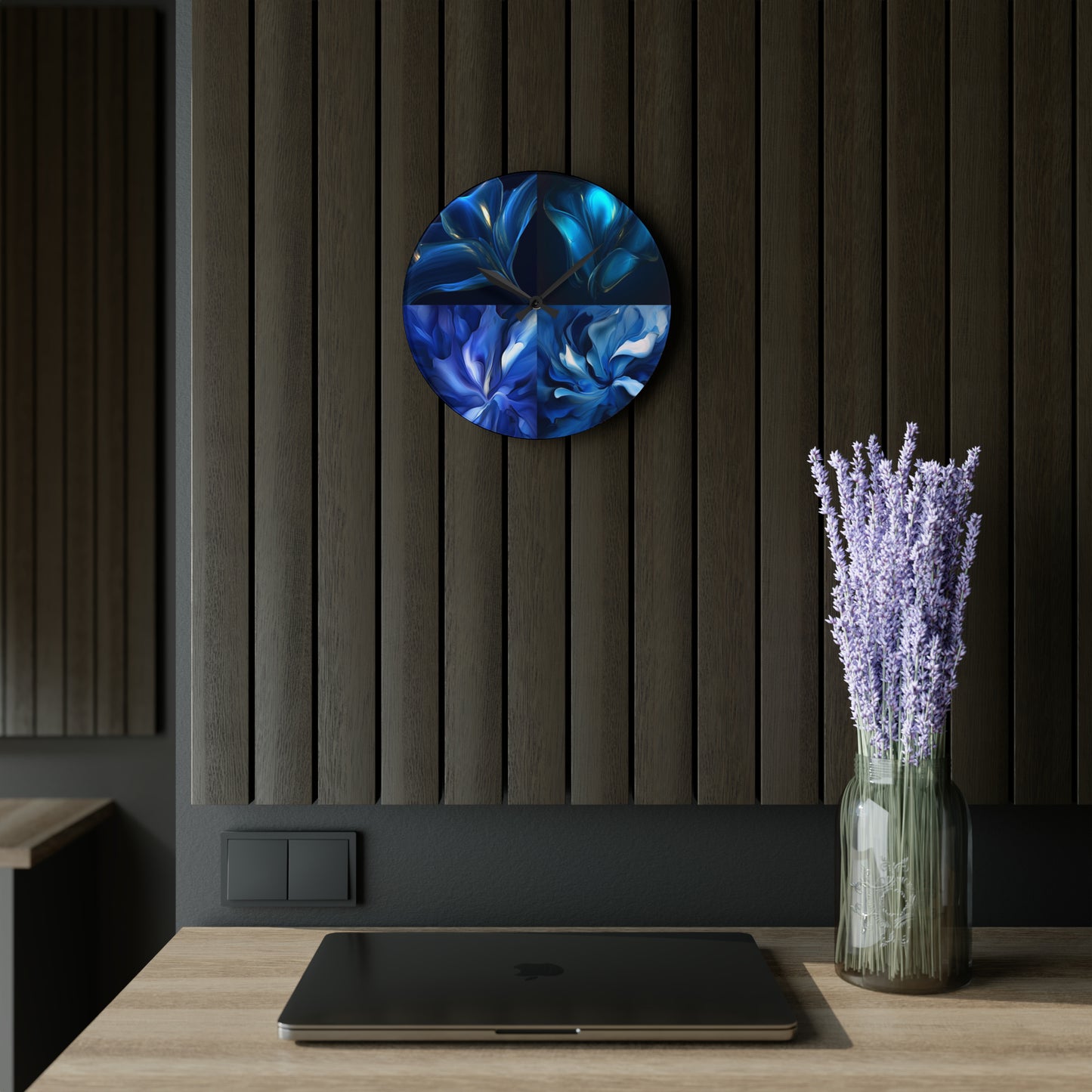 Acrylic Wall Clock Abstract Blue Tulip 5