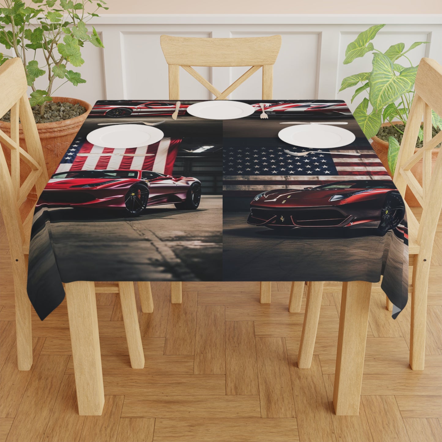 Tablecloth American Flag Background Ferrari 5