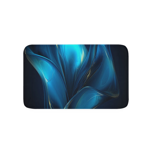 Memory Foam Bath Mat Abstract Blue Tulip 2