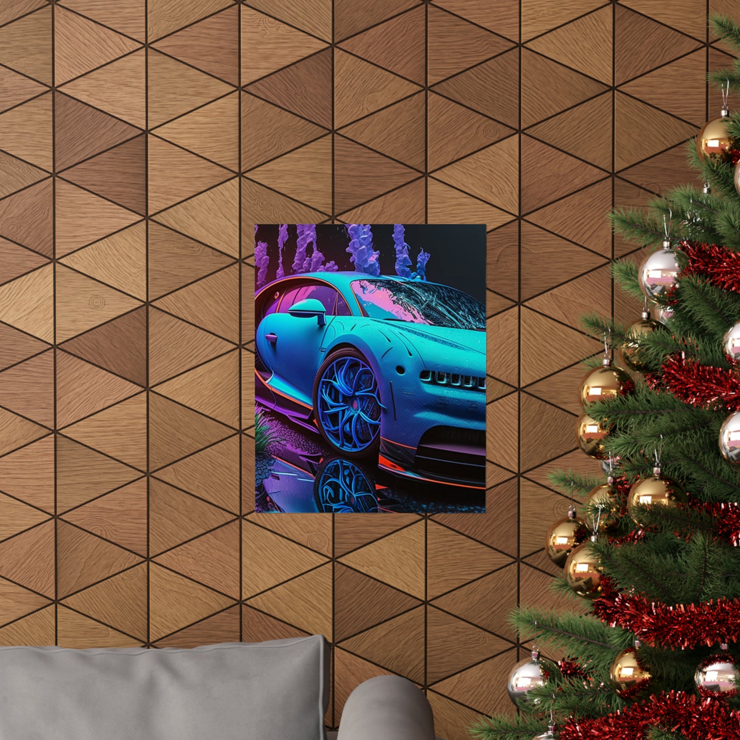 Premium Matte Vertical Posters Bugatti Neon Chiron 2