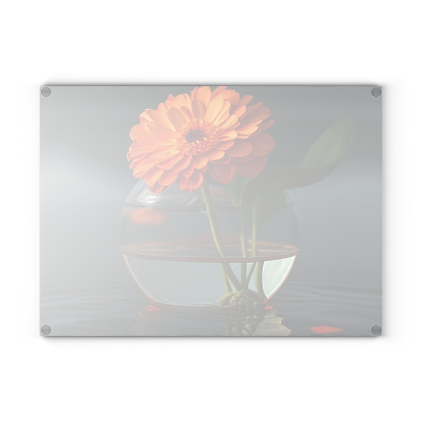 Glass Cutting Board Orange Zinnia 2