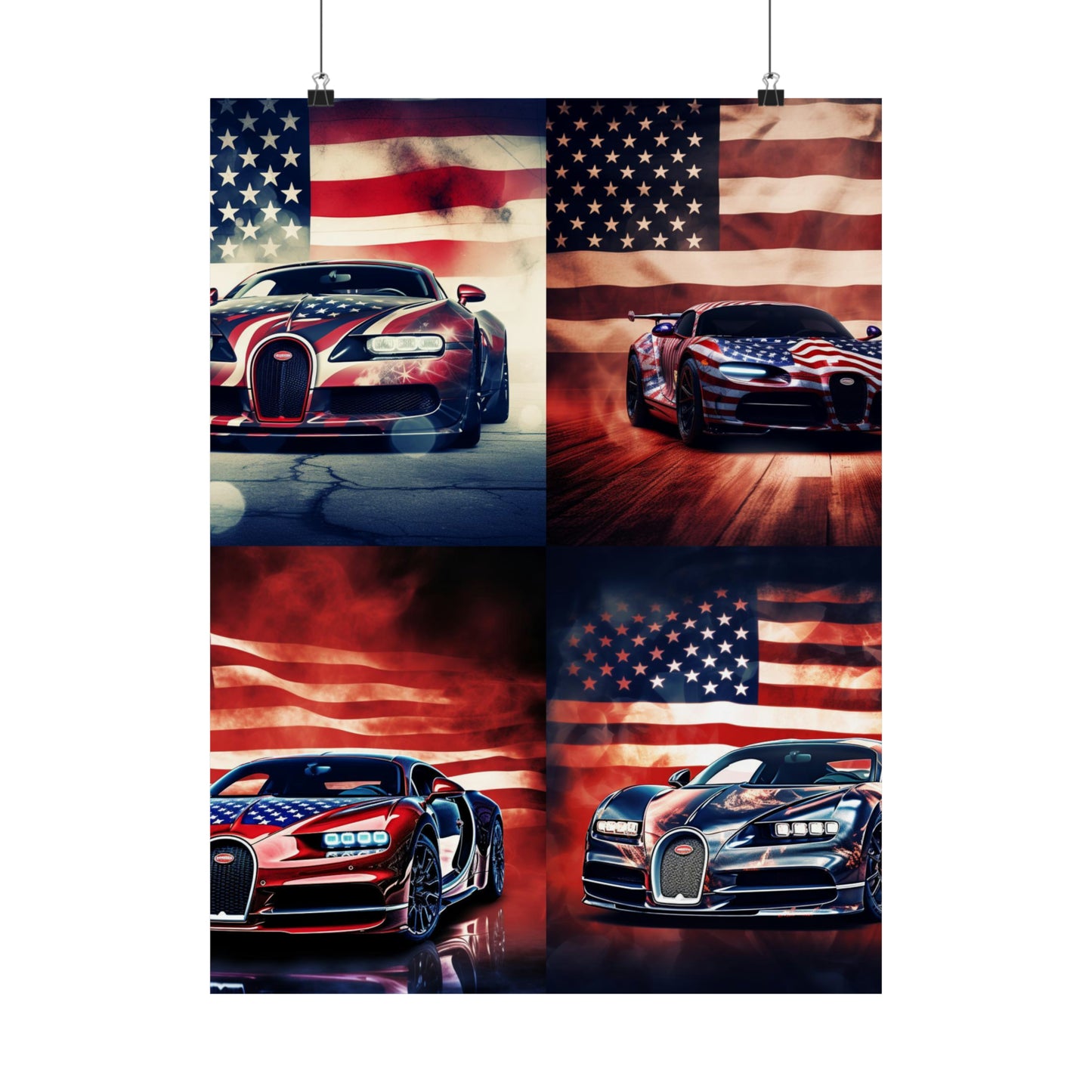 Premium Matte Vertical Posters Abstract American Flag Background Bugatti 5