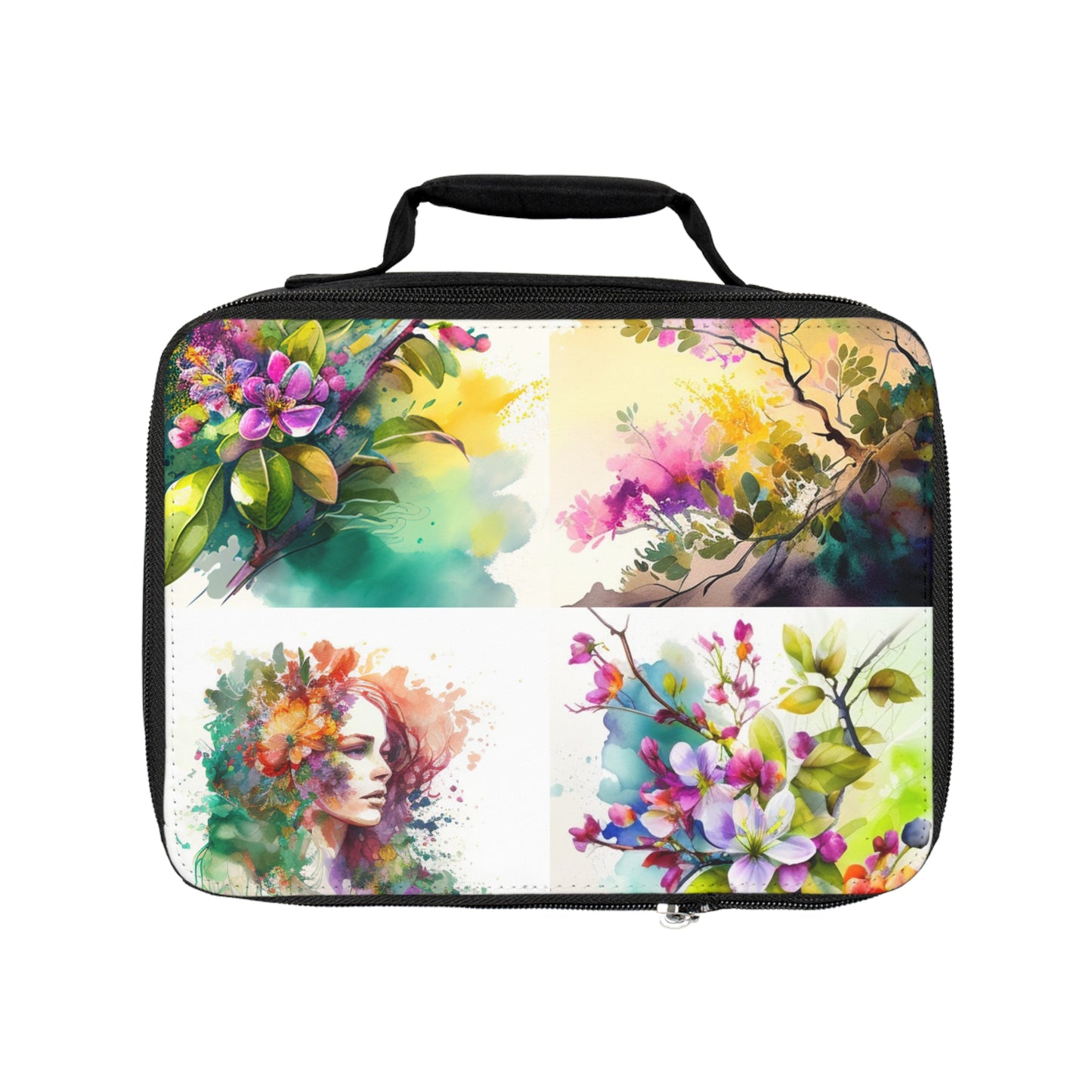 Lunch Bag Mother Nature Bright Spring Colors Realistic Watercolor 5