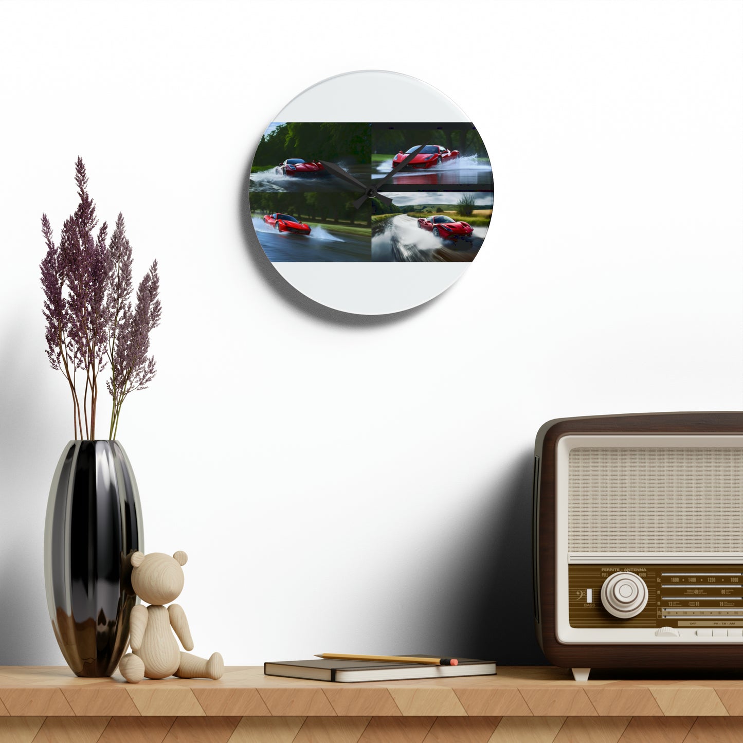 Acrylic Wall Clock Water Ferrari Splash 5